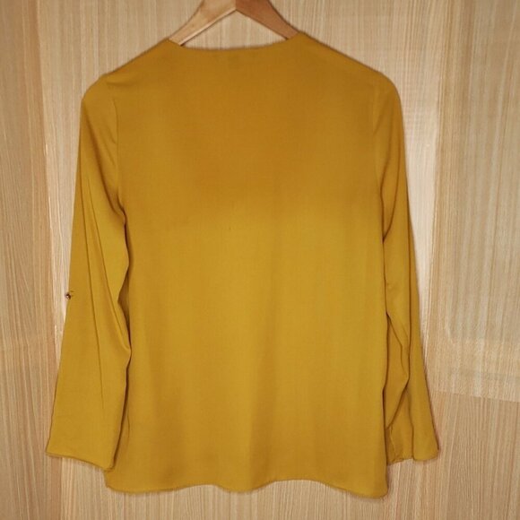 Zac & Rachel Womens Gold Long Sleeve Blouse Medium - Picture 2 of 7
